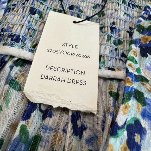 Veronica Beard Darrah Smocked Dress‎ Size 0 Floral Minidress V-Neck Ruffle Hem - Picture 9 of 14